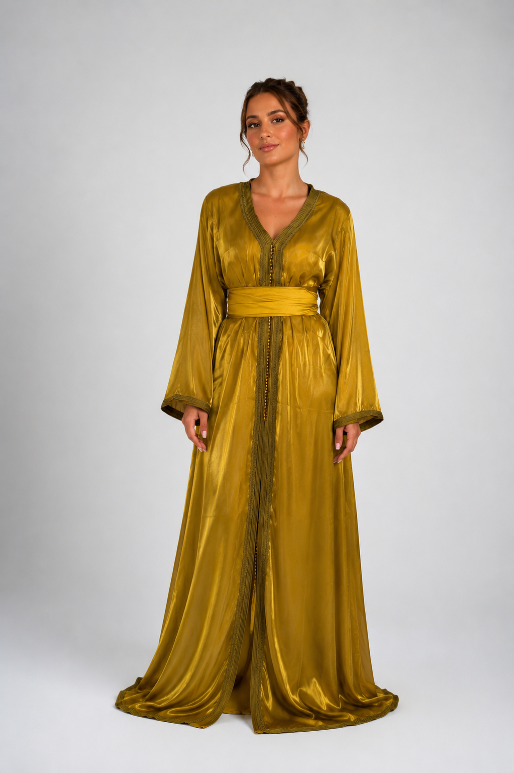 Caftan 2 pièces vert olive — Inès