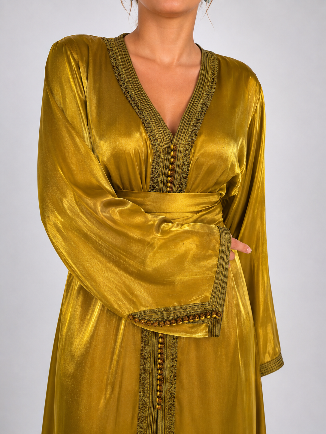 Caftan 2 pièces vert olive — Inès
